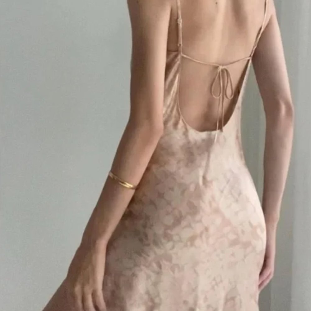 Vintage Y2K 100% Silk Slip Dress Printed Mini Silk Dress Size Small Cowl Neck - Picture 3 of 15